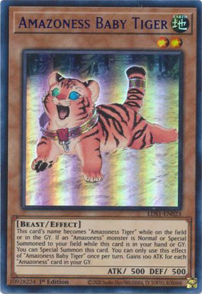 Amazoness Baby Tiger (Blue) - LDS1-EN023 - Ultra Rare 1st Edition