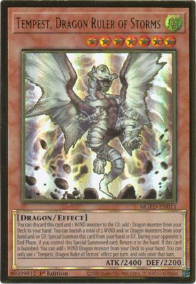 Tempest, Dragon Ruler of Storms - MGED-EN011 - Premium Gold Rare 1st Edition