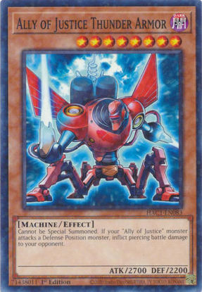 Ally of Justice Thunder Armor - HAC1-EN083 - Duel Terminal Normal Parallel Rare 1st Edition