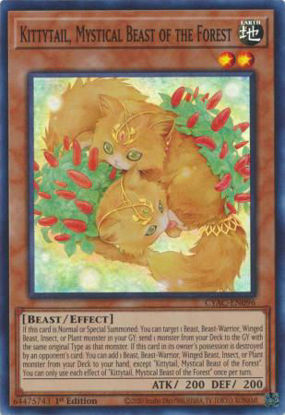Kittytail, Mystical Beast of the Forest - CYAC-EN096 - Super Rare 1st Edition