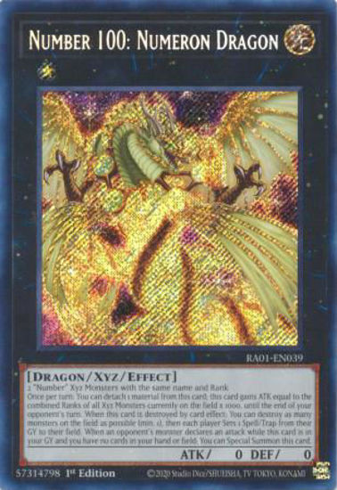 Number 100: Numeron Dragon - RA01-EN039 - (V.3 - Secret Rare) 1st Edition