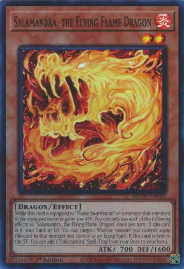 Salamandra, the Flying Flame Dragon - MZMI-EN002 - Super Rare 1st Edition